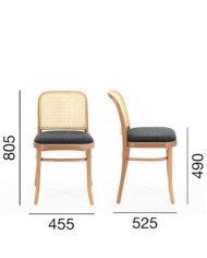 Krzesło A-811/1, tapicerowane siedzisko i wyplatane oparcie, FAMEG