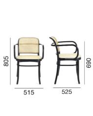 Krzesło z podłokietnikami B-811, wyplatane siedzisko, wyplatane oparcie, FAMEG