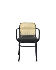 Krzesło z podłokietnikami B-811/1, gięte, tapicerowane siedzisko, wyplatane oparcie, FAMEG