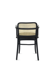 Krzesło z podłokietnikami B-811/1, gięte, tapicerowane siedzisko, wyplatane oparcie, FAMEG