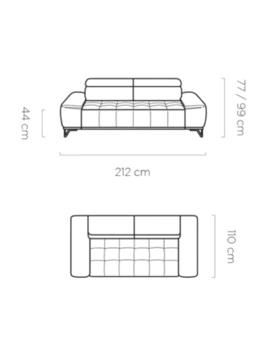 Sofa Palladio 3 E, elektrycznie wysuwane siedzisko, regulowane zagłówki, Wersal