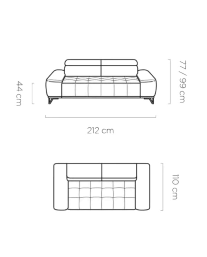Sofa Palladio 3 E, elektrycznie wysuwane siedzisko, regulowane zagłówki, Wersal