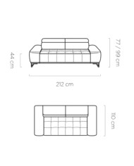 Sofa Palladio 3 E, elektrycznie wysuwane siedzisko, regulowane zagłówki, Wersal