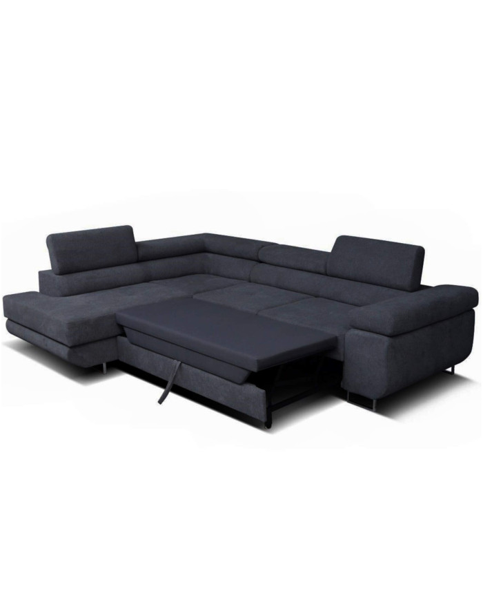 Super Cena! Narożnik Malibu, funkcja spania, pojemnik, regulowane zagłówki, lewostronny, Monolith 97, Antex