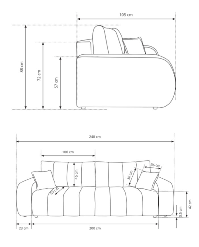 Sofa Baloo, funkcja spania, pojemnik, Laski Meble