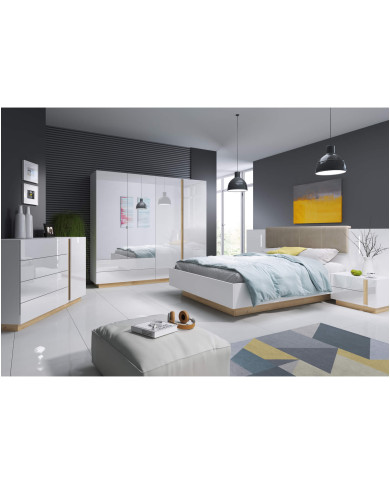 Szafa Arco 220 czterodrzwiowa do sypialni, front biały połysk, Laski Meble Szafa Arco 220 czterodrzwiowa do sypialni, front biały połysk, Laski Meble