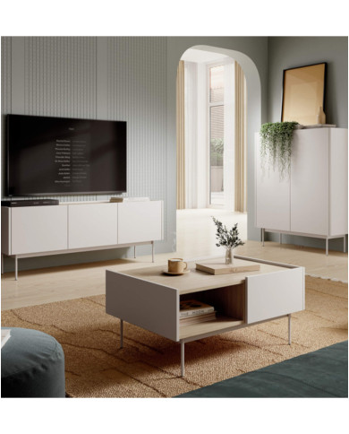 Szafka rtv Color RTV144, drzwiczki, wnęka, Cashmere/ Dąb linea, PIASKI