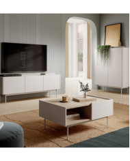 Szafka rtv Color RTV144, drzwiczki, wnęka, Cashmere/ Dąb linea, PIASKI