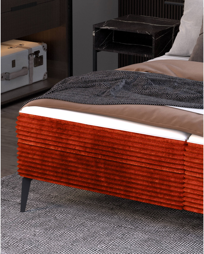 Łóżko kontynentalne Aurora 140x200 cm, tapicerowane, materac, pojemnik, Wersal