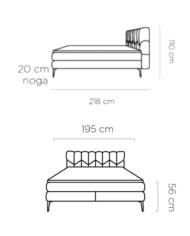 Łóżko kontynentalne Bari 180x200 cm, boxspring, tapicerowane, materace Wersal