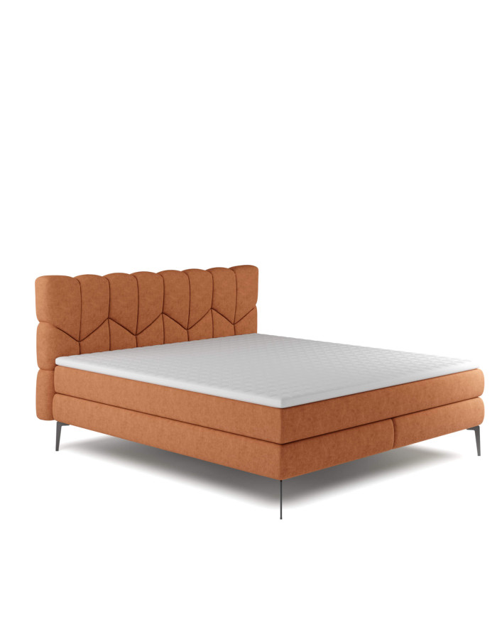 Łóżko kontynentalne Bari 160x200 cm, boxspring, tapicerowane, materace Wersal