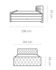 Łóżko kontynentalne Charles 140x200 cm, boxspring, tapicerowane, materace, pojemniki, Wersal