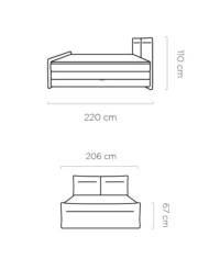 Łóżko kontynentalne Elma 180x200 cm, boxspring, tapicerowane, materace, pojemniki, Wersal