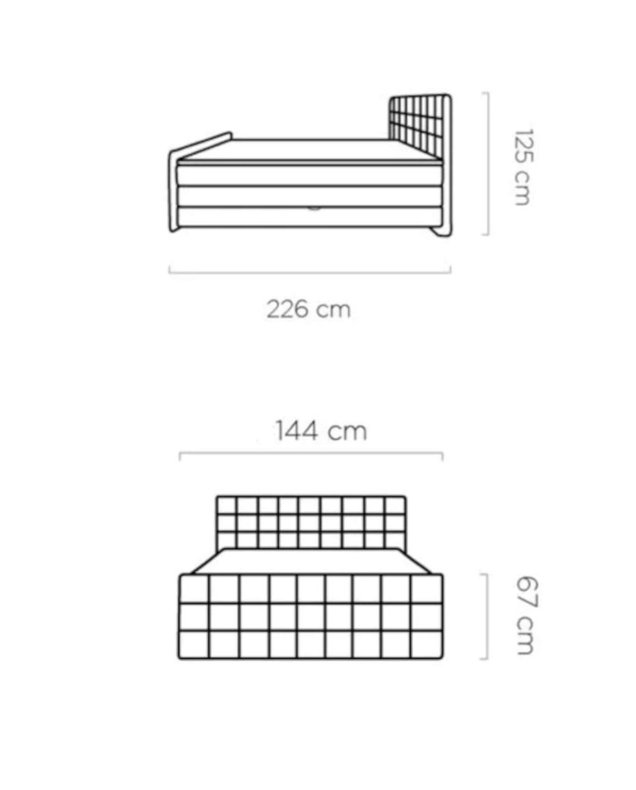 Łóżko kontynentalne Flop 140x200 cm, boxspring, tapicerowane, materace, pojemniki, Wersal