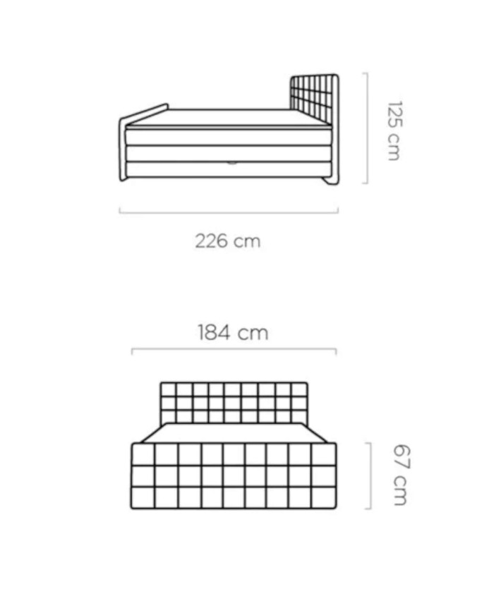 Łóżko kontynentalne Flop 180x200 cm, boxspring, tapicerowane, materace, pojemniki, Wersal