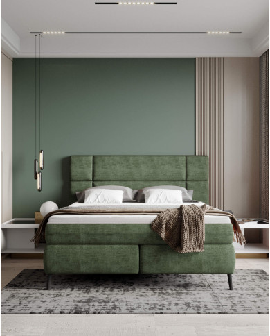 Łóżko kontynentalne Lucio 180x200 cm, boxspring, tapicerowane, materace, Wersal Łóżko kontynentalne Lucio 180x200 cm, boxspring, tapicerowane, materace, Wersal