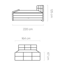 Łóżko kontynentalne Melva 160x200 cm, boxspring, tapicerowane, materace, pojemniki, Wersal