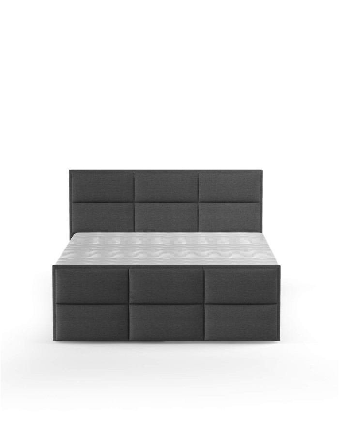 Łóżko kontynentalne Melva 180x200 cm, boxspring, tapicerowane, materace, pojemniki, Wersal