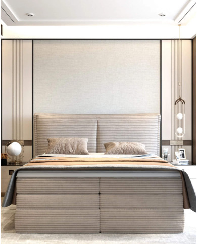 Łóżko kontynentalne Madden 180x200 cm, boxspring, tapicerowane, materace, pojemniki, Wersal Łóżko kontynentalne Madden 180x200 cm, boxspring, tapicerowane, materace, pojemniki, Wersal