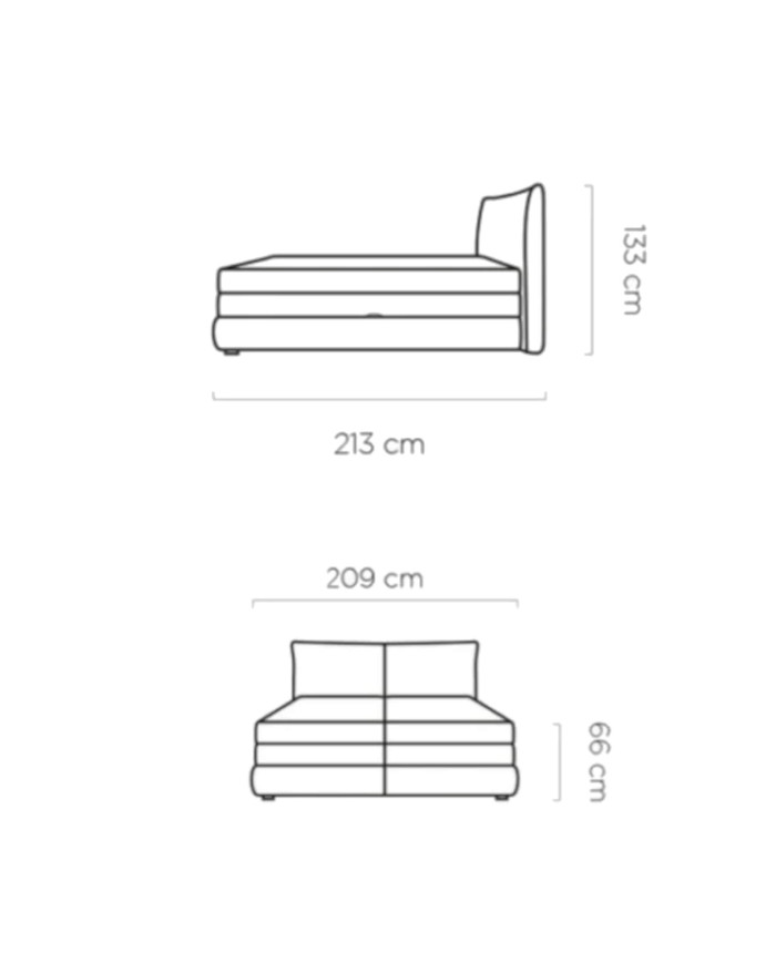 Łóżko kontynentalne Madden 180x200 cm, boxspring, tapicerowane, materace, pojemniki, Wersal