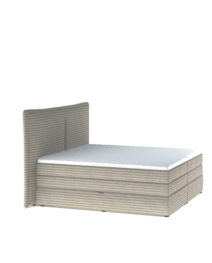 Łóżko kontynentalne Madden 160x200 cm, boxspring, tapicerowane, materace, pojemniki, Wersal