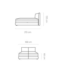 Łóżko kontynentalne Madden 140x200 cm, boxspring, tapicerowane, materace, pojemniki, Wersal