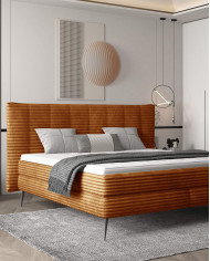 Łóżko kontynentalne Lucy 140x200 cm, boxspring, tapicerowane, materace, Wersal