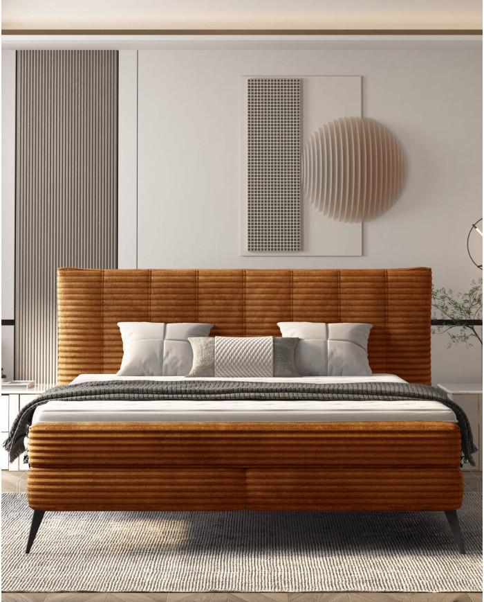 Łóżko kontynentalne Lucy 160x200 cm, boxspring, tapicerowane, materace, Wersal