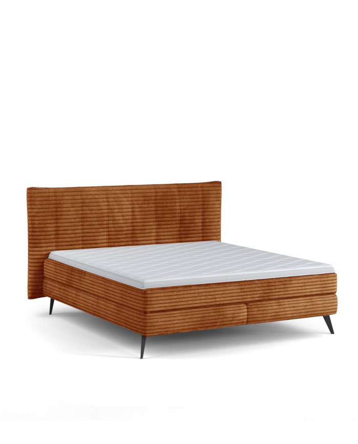 Łóżko kontynentalne Lucy 180x200 cm, boxspring, tapicerowane, materace, Wersal
