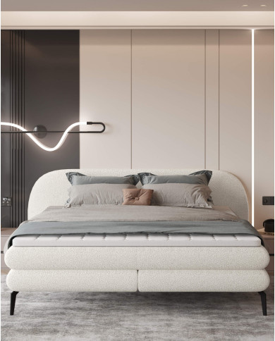 Łóżko kontynentalne Ovo 140x200 cm, tapicerowane, boxspring, materace, Wersal Łóżko kontynentalne Ovo 140x200 cm, tapicerowane, boxspring, materace, Wersal