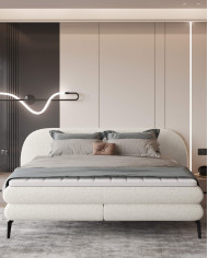Łóżko kontynentalne Ovo 140x200 cm, tapicerowane, boxspring, materace, Wersal
