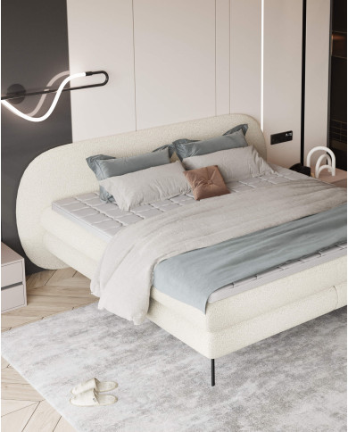 Łóżko kontynentalne Ovo 140x200 cm, tapicerowane, boxspring, materace, Wersal Łóżko kontynentalne Ovo 140x200 cm, tapicerowane, boxspring, materace, Wersal