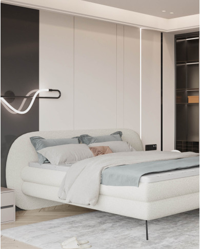 Łóżko kontynentalne Ovo 140x200 cm, tapicerowane, boxspring, materace, Wersal Łóżko kontynentalne Ovo 140x200 cm, tapicerowane, boxspring, materace, Wersal