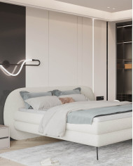 Łóżko kontynentalne Ovo 140x200 cm, tapicerowane, boxspring, materace, Wersal