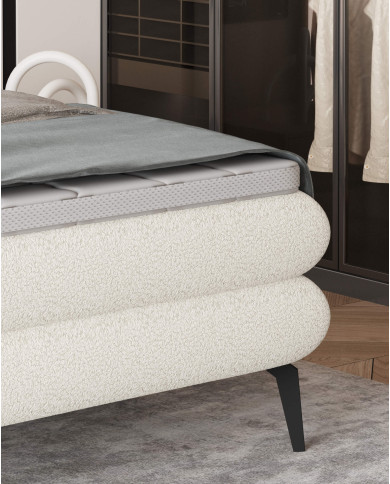 Łóżko kontynentalne Ovo 140x200 cm, tapicerowane, boxspring, materace, Wersal Łóżko kontynentalne Ovo 140x200 cm, tapicerowane, boxspring, materace, Wersal