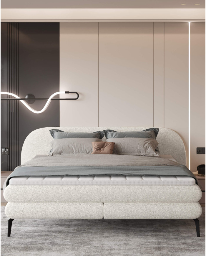 Łóżko kontynentalne Ovo 180x200 cm, tapicerowane, boxspring, materace, Wersal