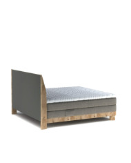 Łóżko kontynentalne Donna 180x200, boxspring, tapicerowane, elementy dębowe, materace, Wersal