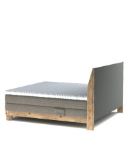 Łóżko kontynentalne Donna 180x200, boxspring, tapicerowane, elementy dębowe, materace, Wersal