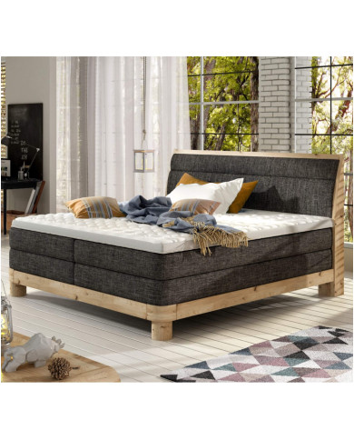 Łóżko kontynentalne Donna 180x200, boxspring, tapicerowane, elementy dębowe, materace, Wersal Łóżko kontynentalne Donna 180x200, boxspring, tapicerowane, elementy dębowe, materace, Wersal