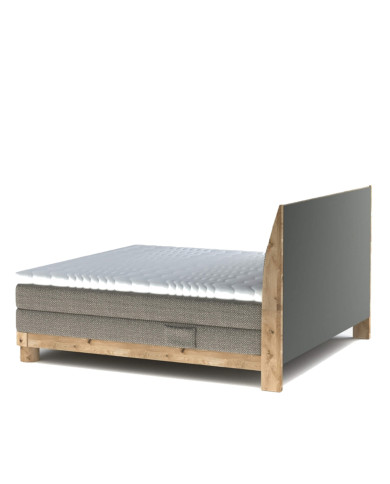Łóżko kontynentalne Donna 160x200, boxspring, tapicerowane, elementy dębowe, materace, Wersal Łóżko kontynentalne Donna 160x200, boxspring, tapicerowane, elementy dębowe, materace, Wersal