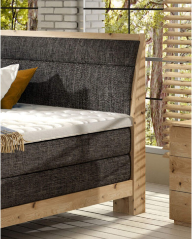 Łóżko kontynentalne Donna 160x200, boxspring, tapicerowane, elementy dębowe, materace, Wersal Łóżko kontynentalne Donna 160x200, boxspring, tapicerowane, elementy dębowe, materace, Wersal