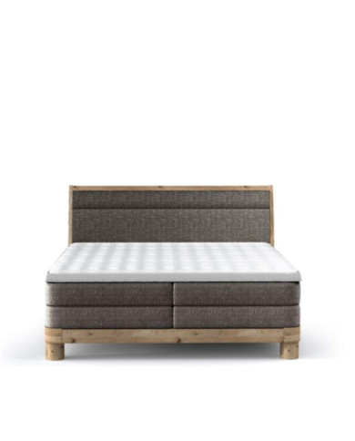 Łóżko kontynentalne Donna 160x200, boxspring, tapicerowane, elementy dębowe, materace, Wersal Łóżko kontynentalne Donna 160x200, boxspring, tapicerowane, elementy dębowe, materace, Wersal