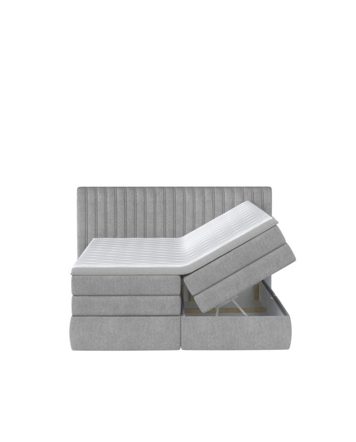 Łóżko kontynentalne Minola 180x200 cm, boxspring, tapicerowane, materace, pojemniki, Wersal
