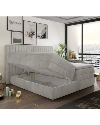 Łóżko kontynentalne Minola 140x200 cm, boxspring, tapicerowane, materace, pojemniki, Wersal Łóżko kontynentalne Minola 140x200 cm, boxspring, tapicerowane, materace, pojemniki, Wersal