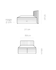 Łóżko kontynentalne Minola 140x200 cm, boxspring, tapicerowane, materace, pojemniki, Wersal