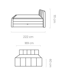 Łóżko kontynentalne Fresco 180x200 cm, boxspring, tapicerowane, materace, pojemniki, Wersal