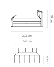 Łóżko kontynentalne Fresco 140x200 cm, boxspring, tapicerowane, materace, pojemniki, Wersal