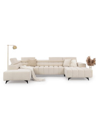 Narożnik Ragusso U, OS+R+3F+OSB, funkcja spania, pojemniki, regulowane zagłówki, Stagra