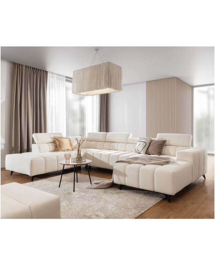 Narożnik Ragusso U, OS+R+3F+OSB, funkcja spania, pojemniki, regulowane zagłówki, Stagra