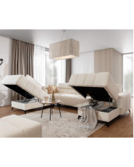 Narożnik Ragusso U, OS+R+3F+OSB, funkcja spania, pojemniki, regulowane zagłówki, Stagra